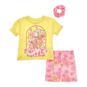 Freestyle Girls  3Pc Flower Child Bike Short Set, Pink